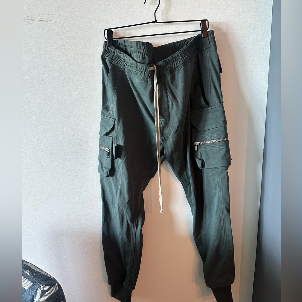 Rick Owens Teal joggers with zipper pockets